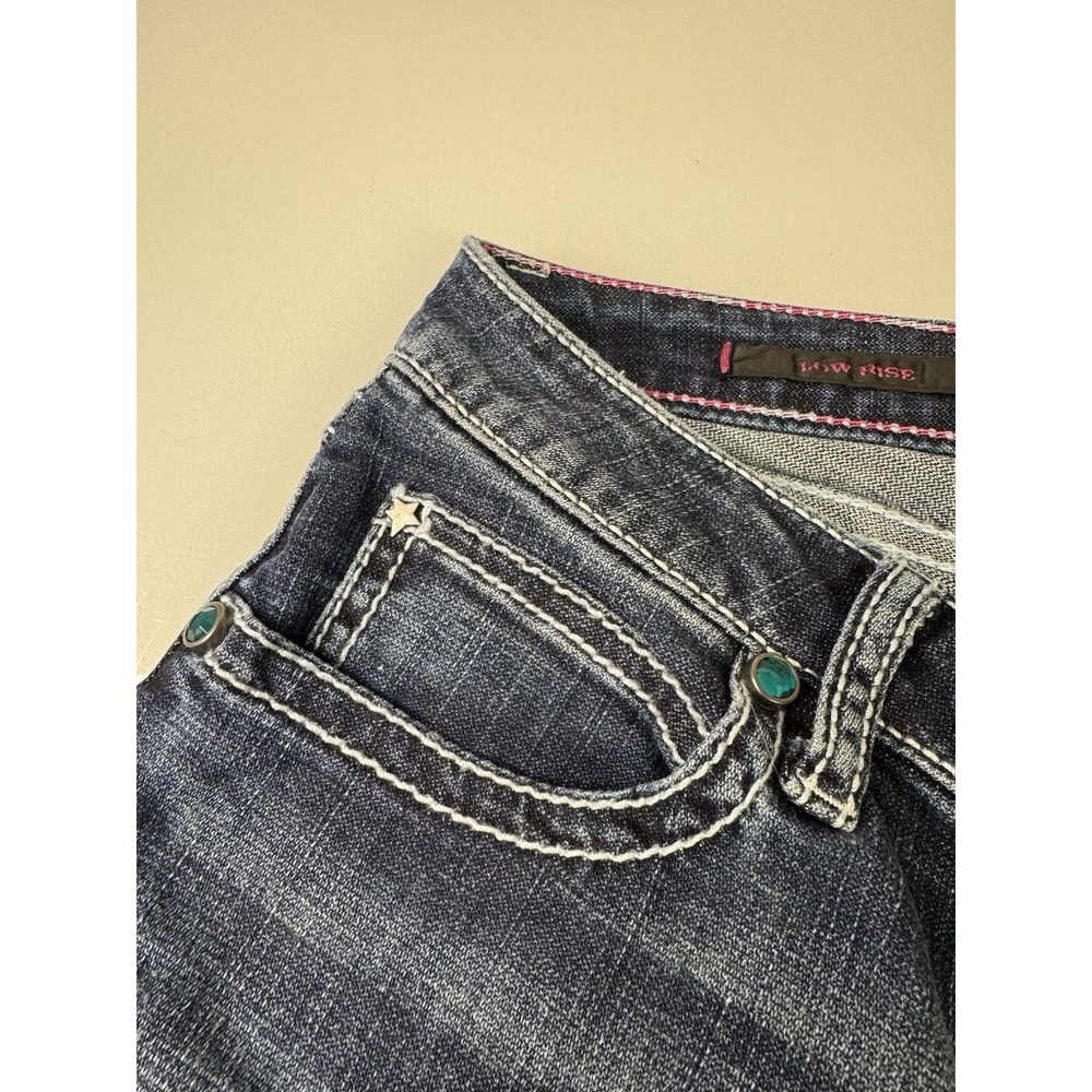 Women's Wrangler Rock 47 Blue Jeans Size 28 / 34" Inseam Colorful Pocket - Picture 6 of 11